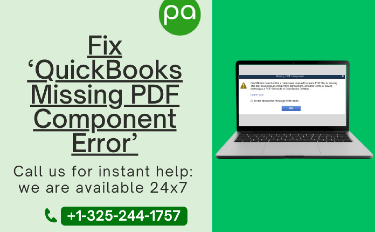 How to fix quickbooks missing pdf component error? Contact- +1-325-244-1757