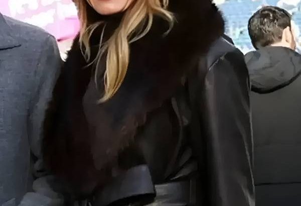 Erin Andrews NFC Championship Game Leather Coat